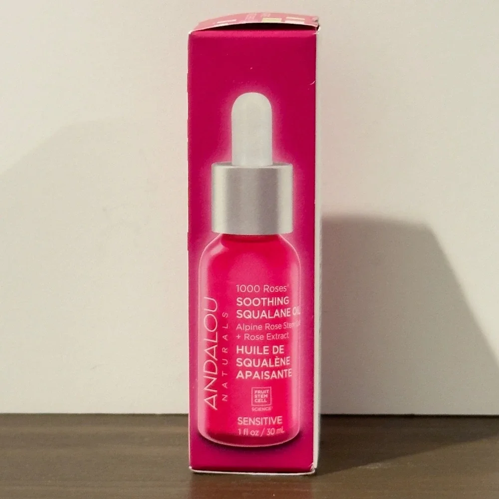 Andalou Naturals 1000 Roses Soothing Squalane Oil Sensitive Skin 1oz 30mL NEW
